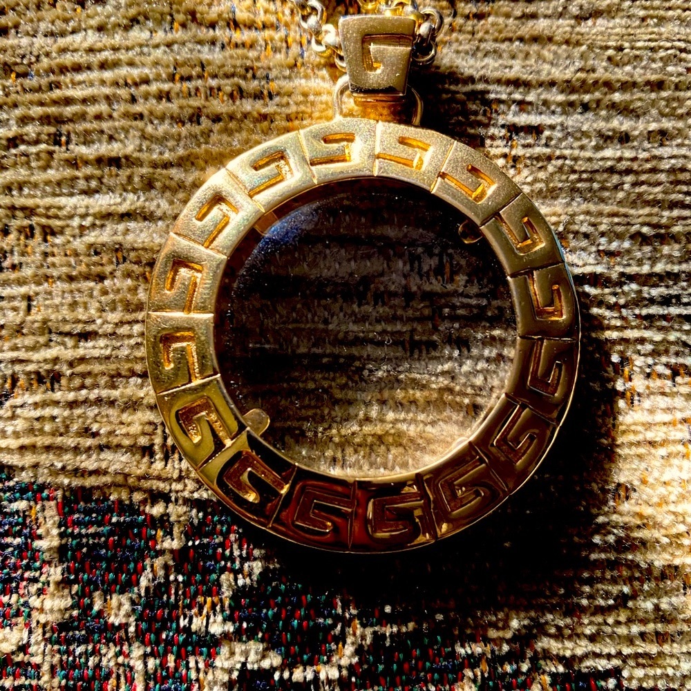 Givenchy vintage Monocle gold long necklace